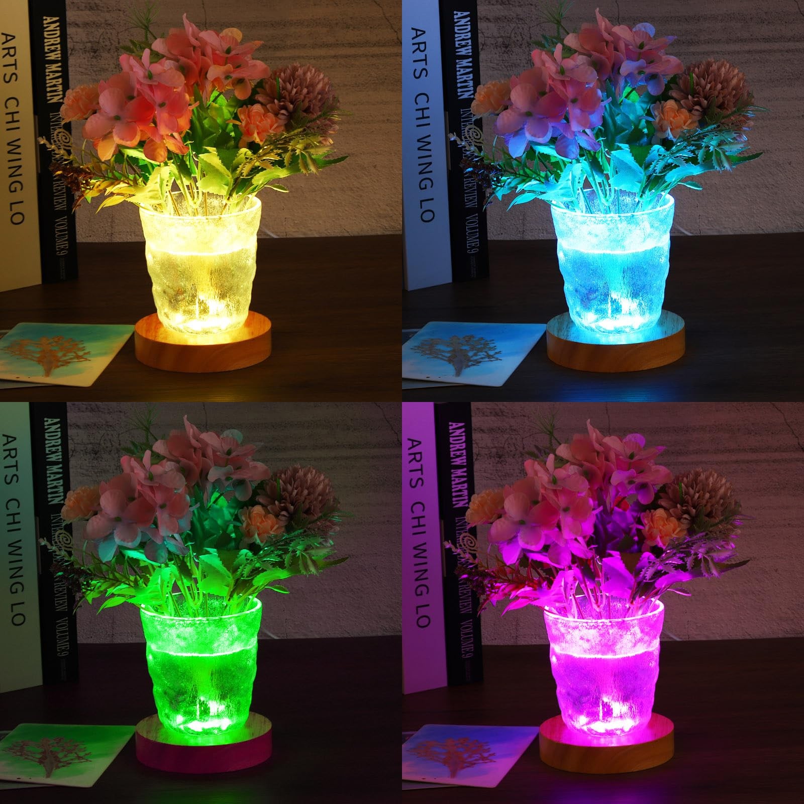 4×4 Inch Wooden Light Base, Wood Light Display Base Stand Lighting with Switc…