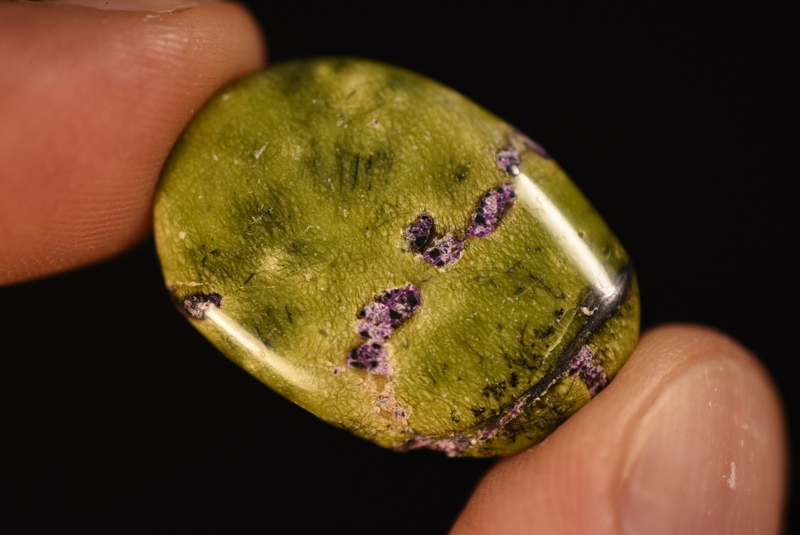 2 *ATLANTISITE* Flat Stones 3cm 11.8g Palm Stichtite In Serpentine Natural