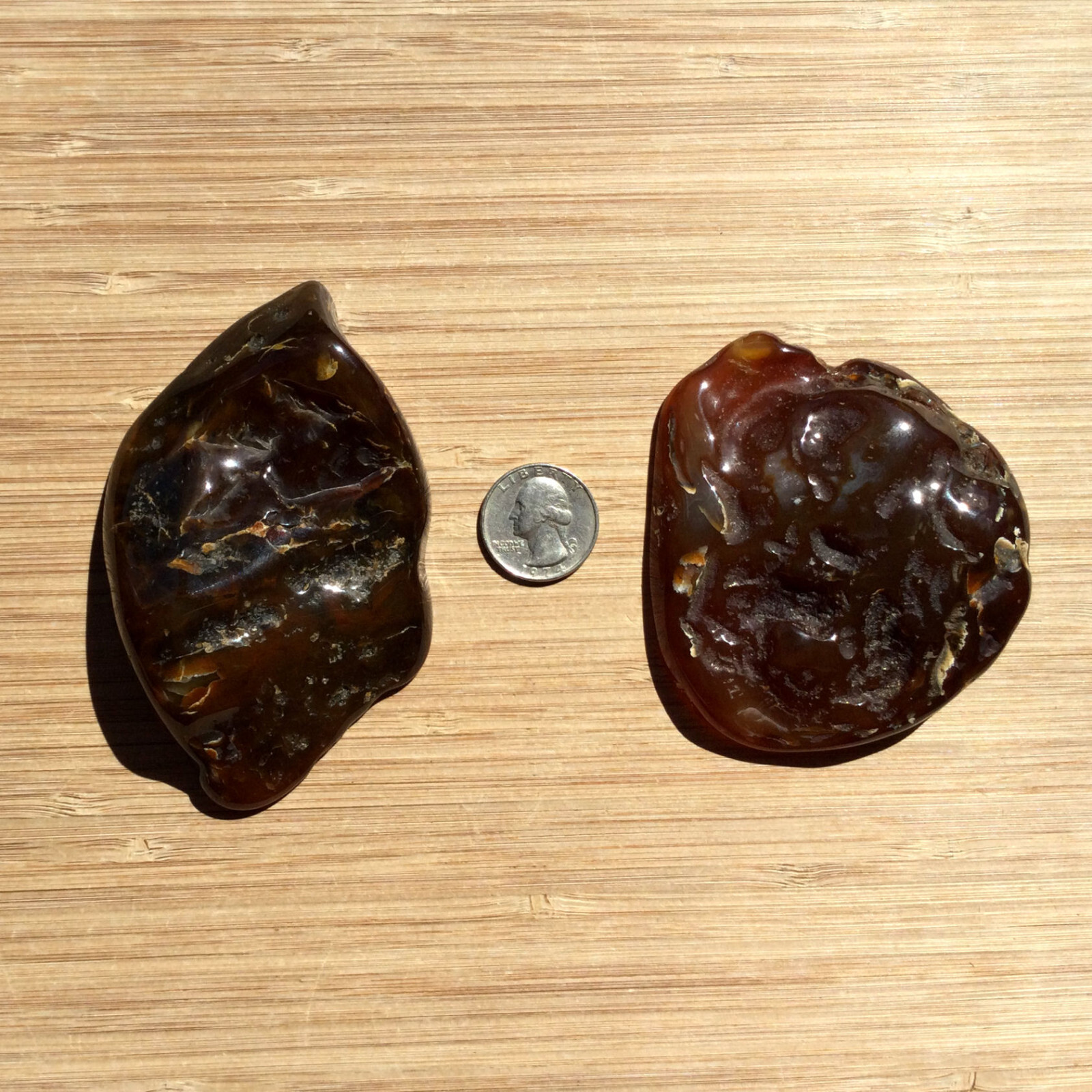 2 Agate Crystal Geode Ends Cut Polished Rock Slices Natural Banded Brown Stones
