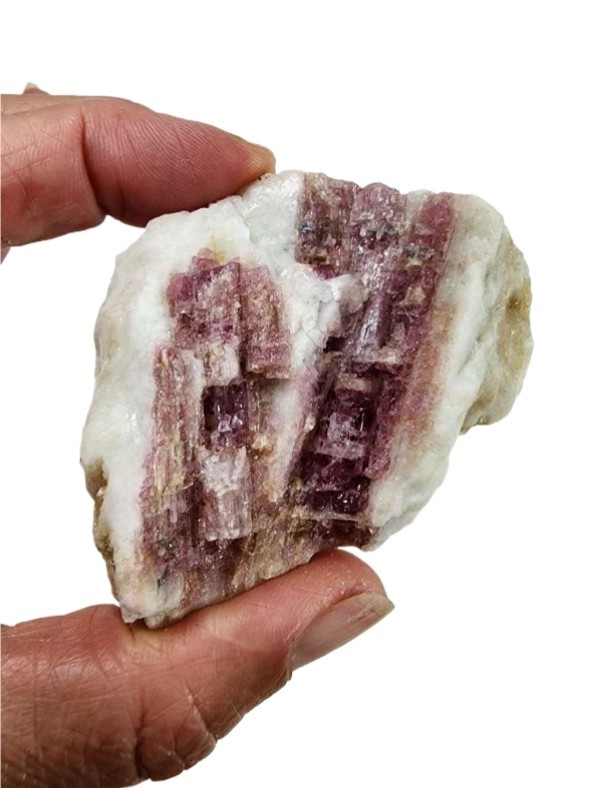 Pink Tourmaline Crystal in Quartz Natural Brazil 80.6 grams