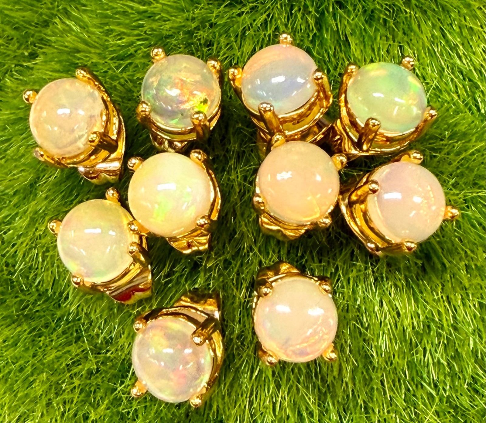 Wholesale 5 Pairs Natural Opal Stud Earring Sterling Silver Posts Gold Filled