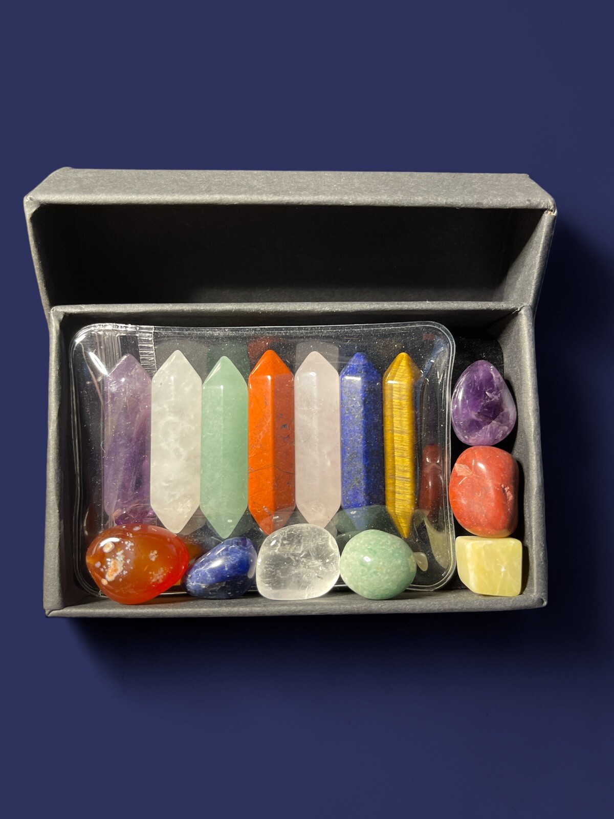 14 Pcs Premium Crystals Kit 7 Chakra Set Hexagonal Column Irregular Yoga Stone