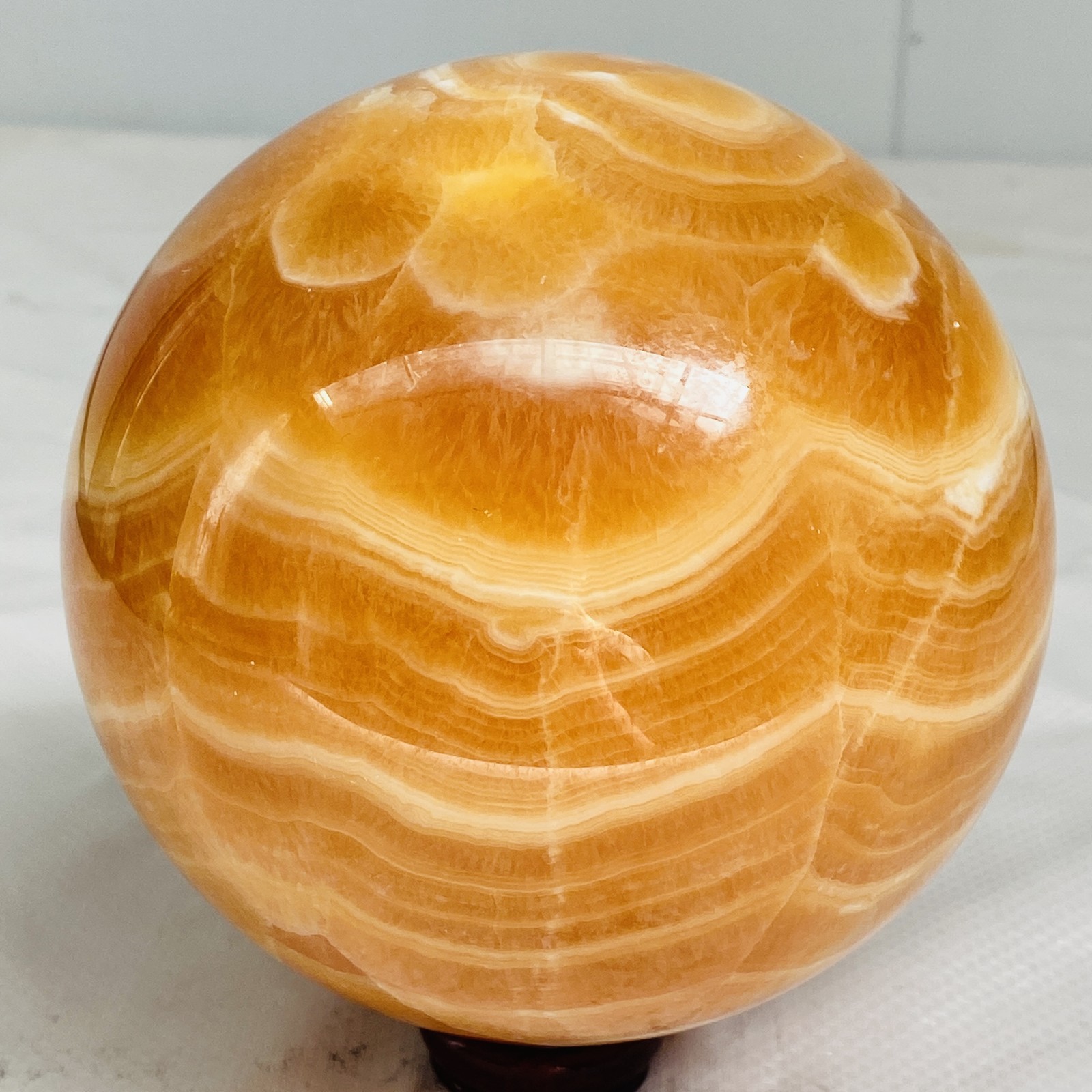 Natural Yellow Calcite Sphere Quartz Crystal Polished Ball Reiki Healing 2740G