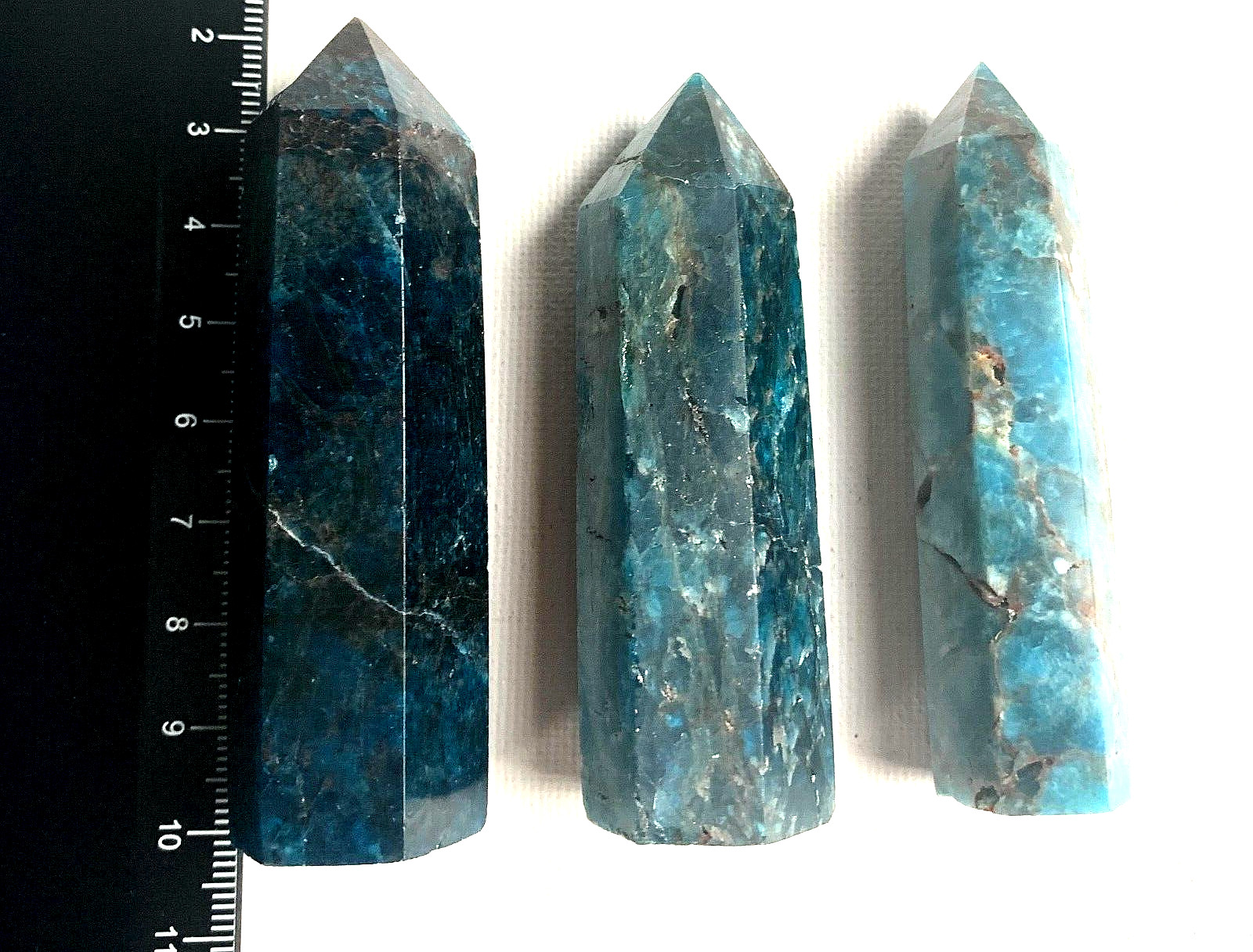 BLUE APATITE HUGE OBELISK TOWERS FROM 7CM TO 8CM HIGH