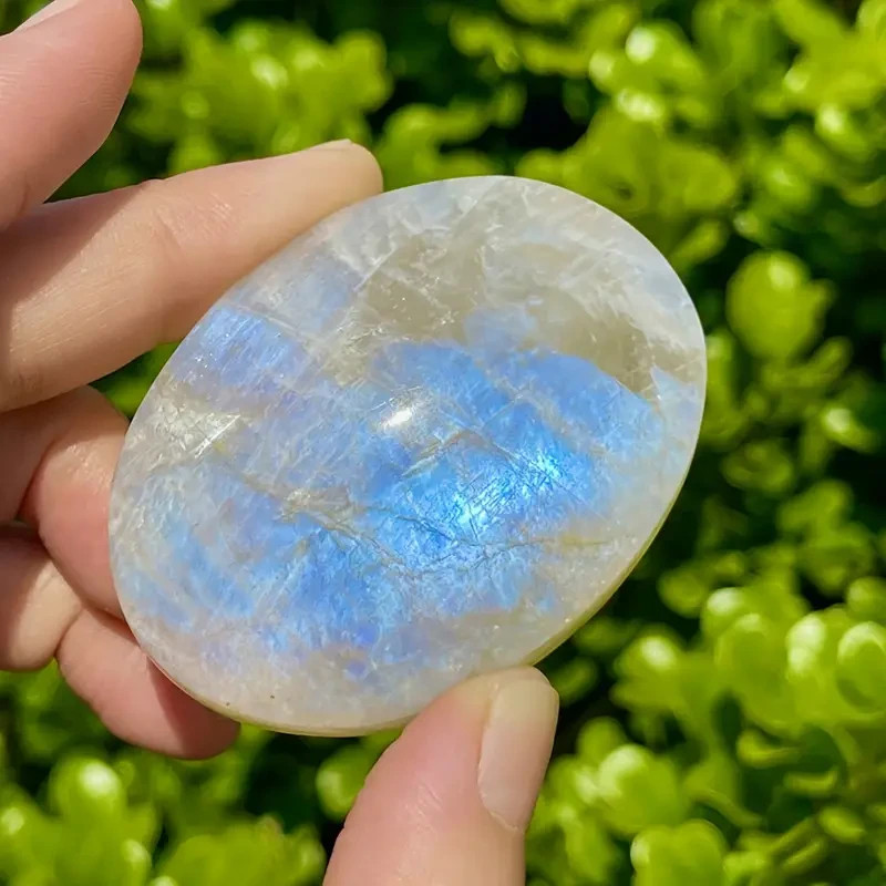 Natural Moonstone Palm Stone Polished Reiki Healing Crystal Tumbled Stone Gifts