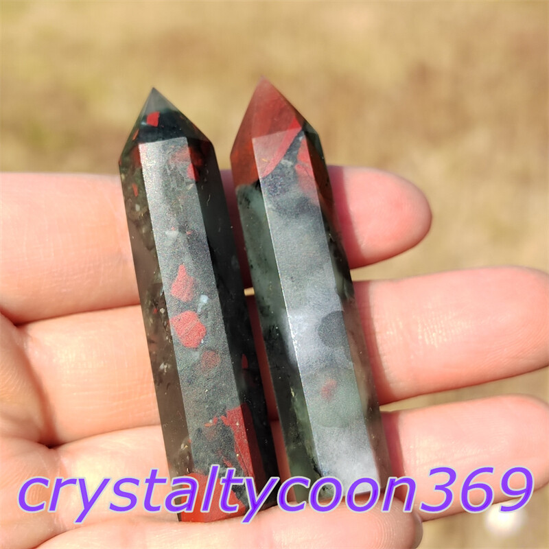 5pcs Natural Bloodstone Wand Quartz Crystal Obelisk Point Tower Healing 5.5cm