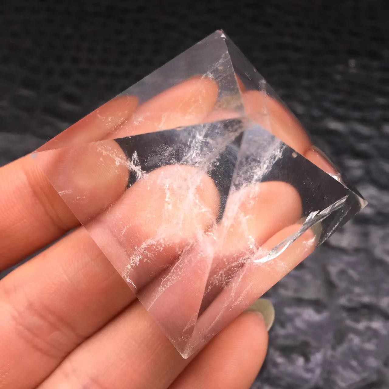 40mm Natural Clear Quartz Crystal Gemstone Hexagonal Pyramid Healing Decorat 1Pc