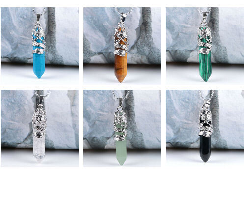 Hexagonal Necklace Chakra Healing Natural Quartz Crystal Point Pendant Jewelry