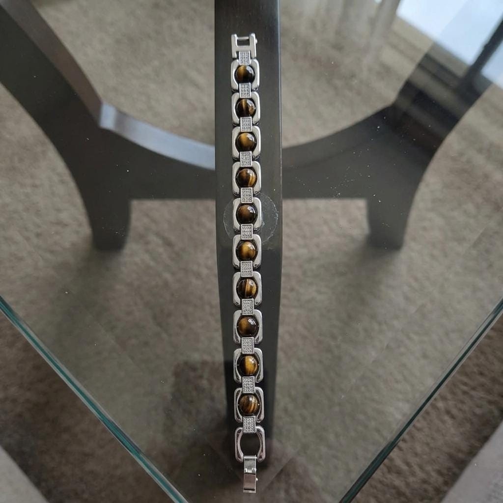 Tiger’s Eye Silver-Plated Bracelet, Grounding Gemstone Jewellery for Confidence
