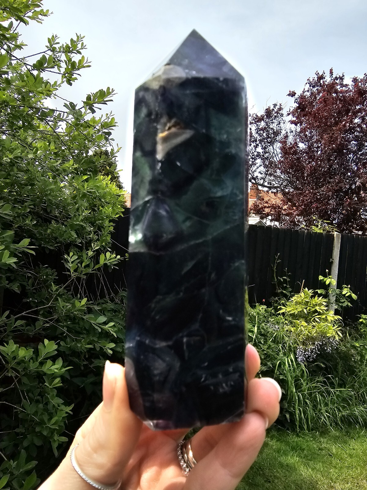 Rainbow Fluorite Crystal tower point crystal Blue Green purple 💜 💕 492g 13cm