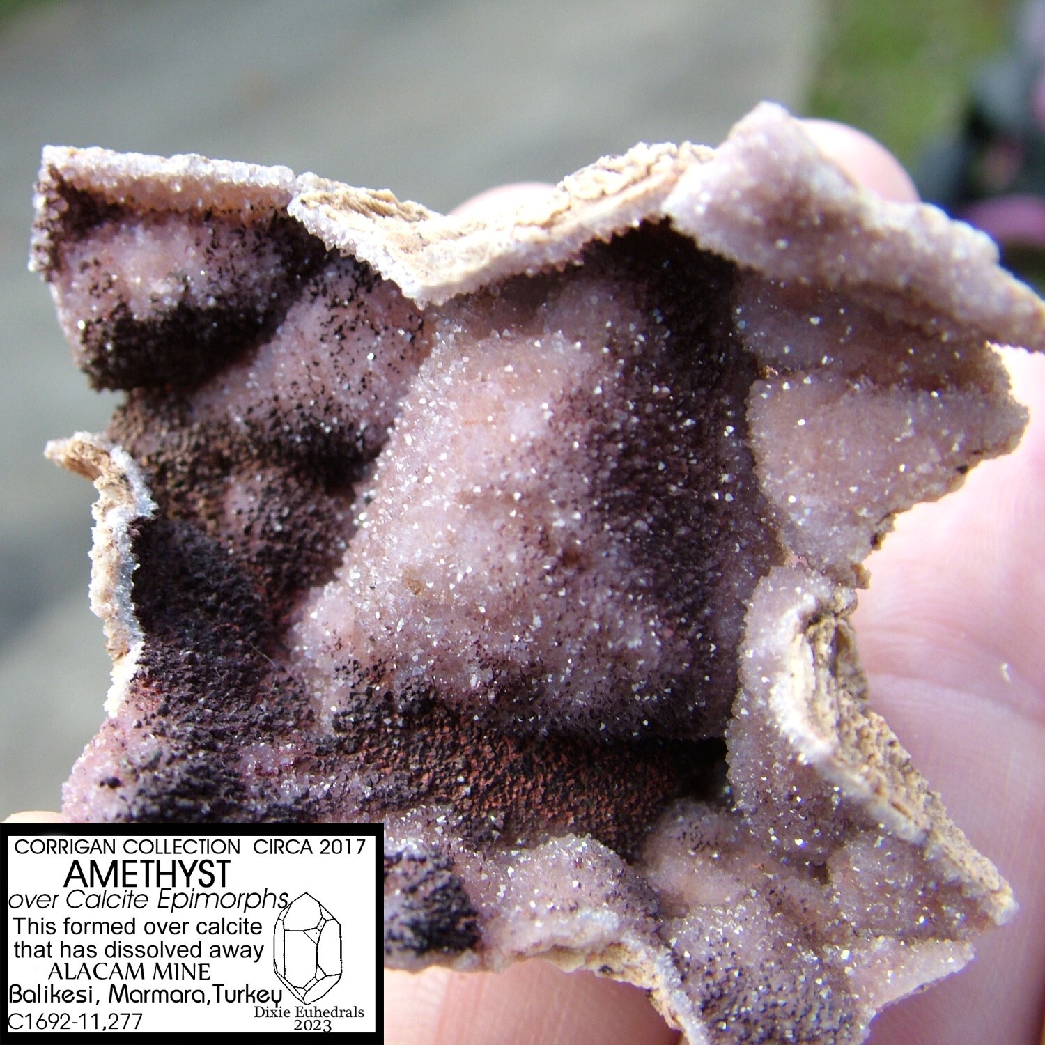 AMETHYST CRYSTAL DRUSE EPIMORPH AFTER CALCITE ALACAM MINE TURKEY DRUSY