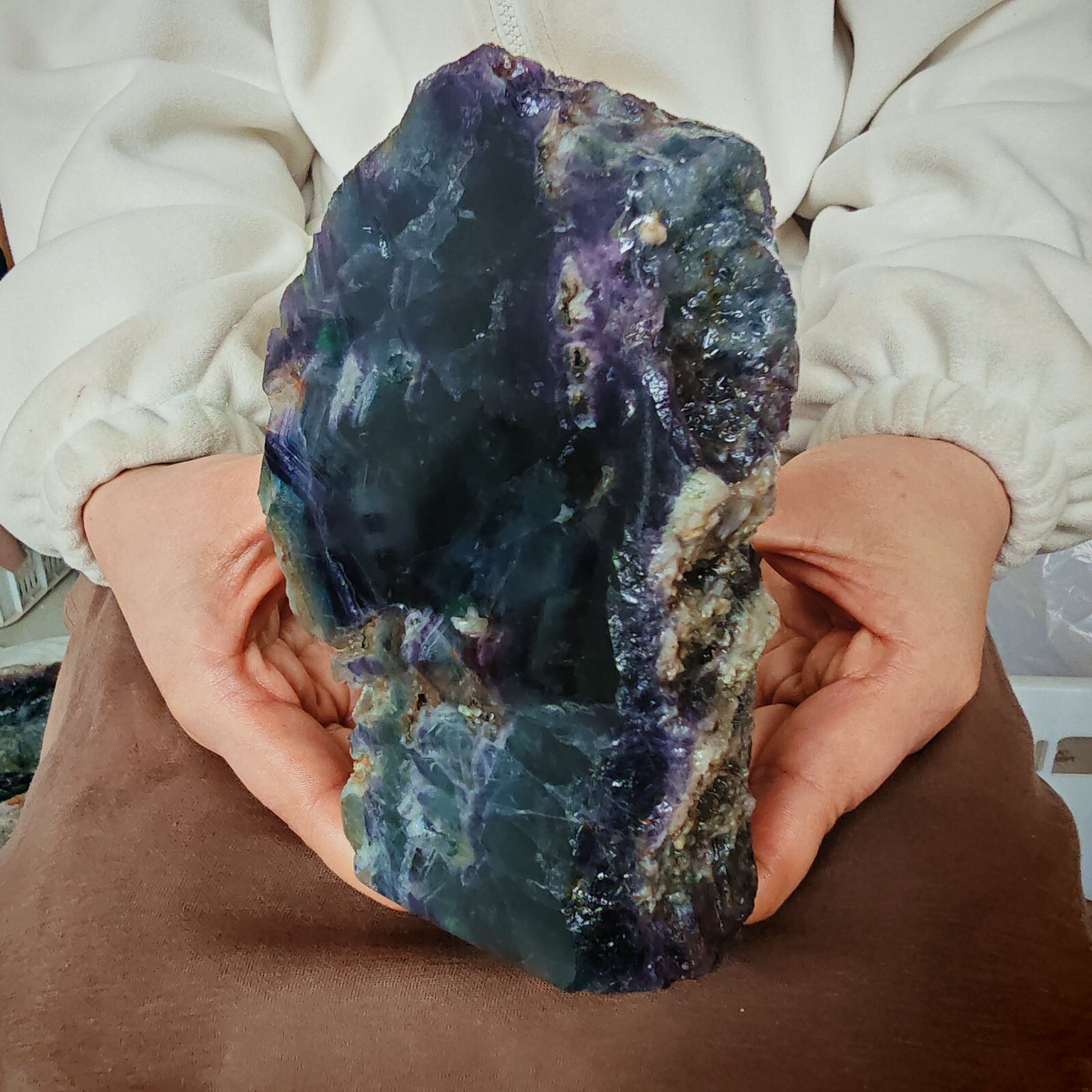 4.356LB Restoration of Natural Colored Fluorite Crystal Specimens 1980g