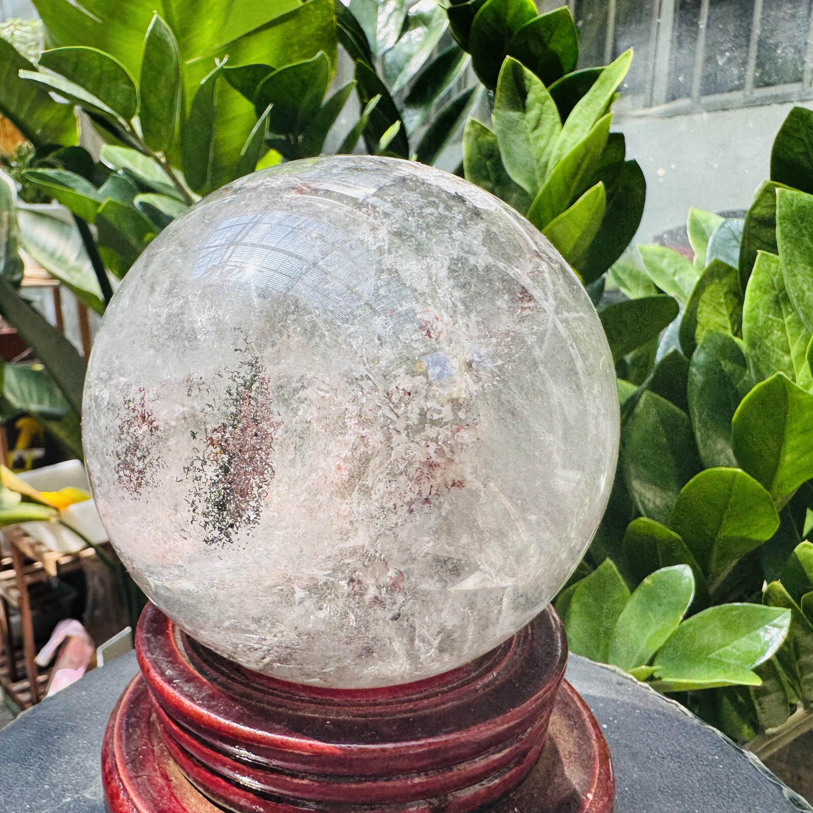 3.87LB Rare Natural Green Ghost phantom quart ball carved crystal sphere reiki