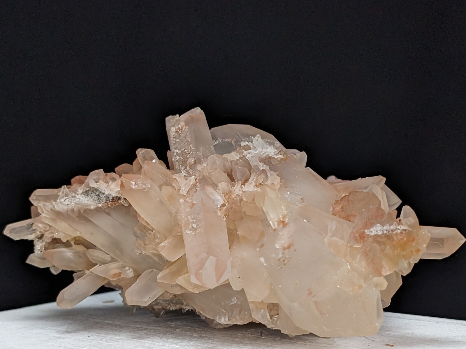 Clear Quartz Cluster Pink Peach Crystal Chakra Specimen Gemstone Mineral Reiki