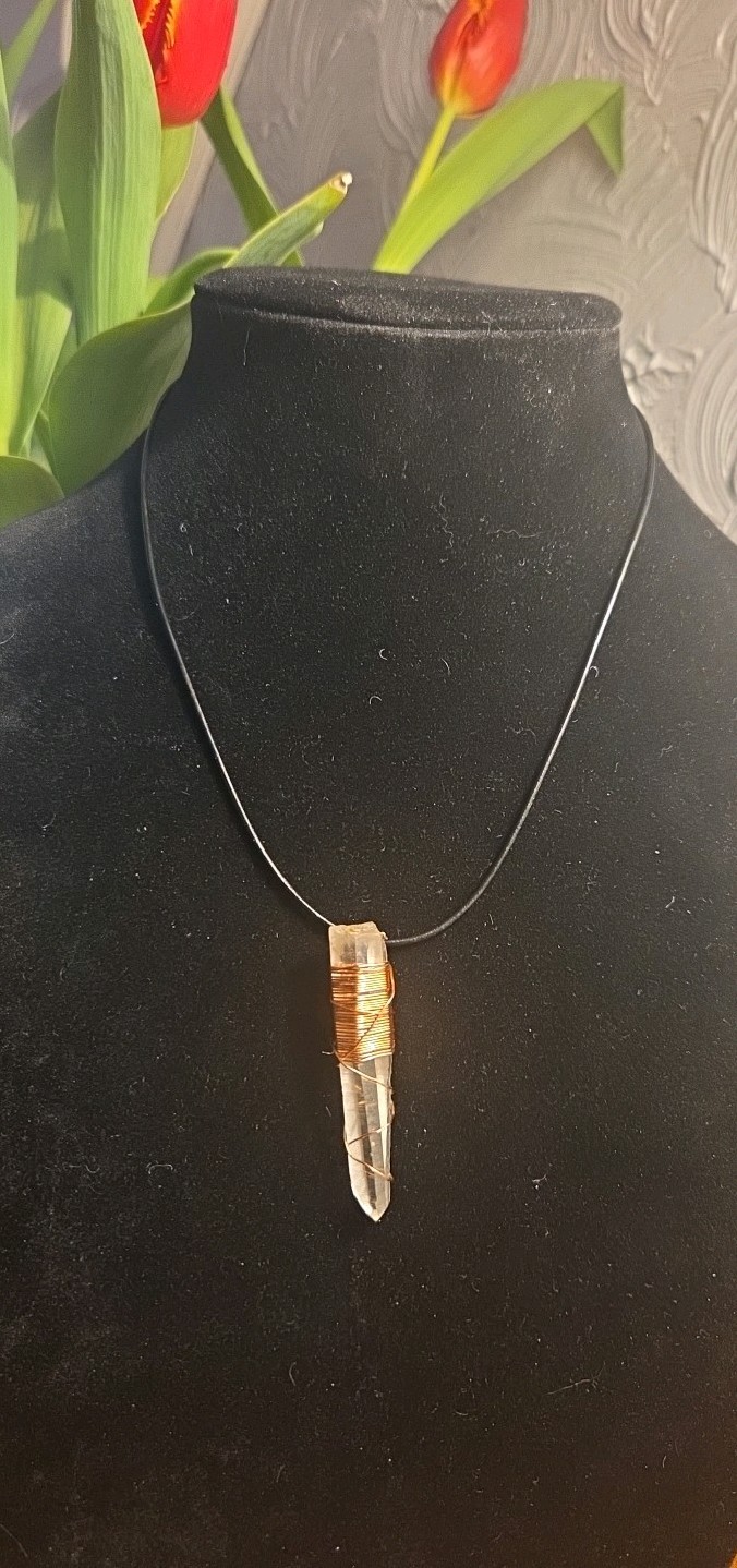 Quartz Point Wrapped In Copper Wire Necklace!