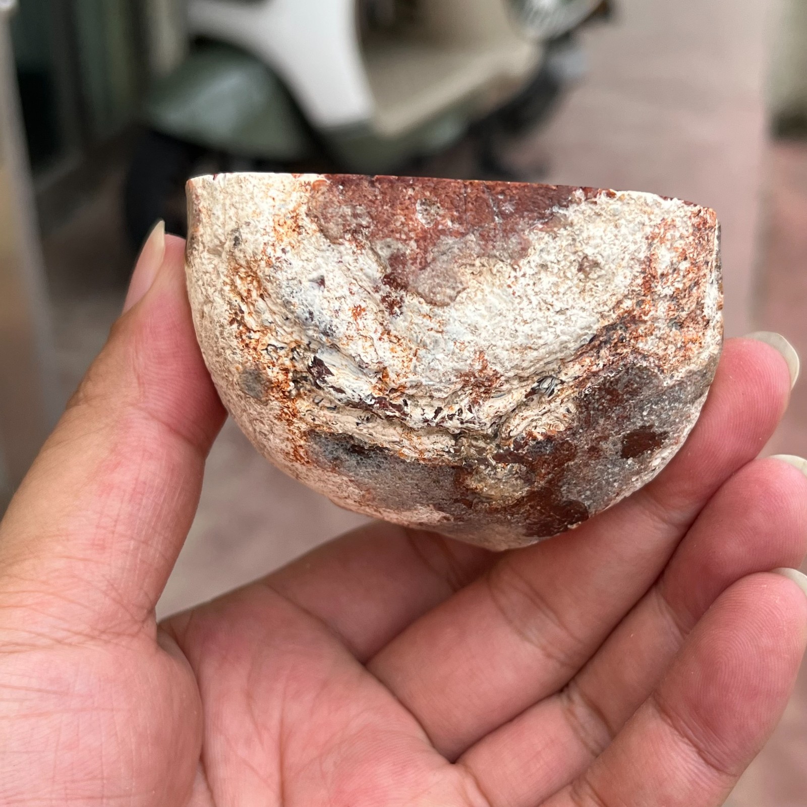 320g Small Natural Red Agate Geode Carnelian Druzy Crystal Mineral Specimen