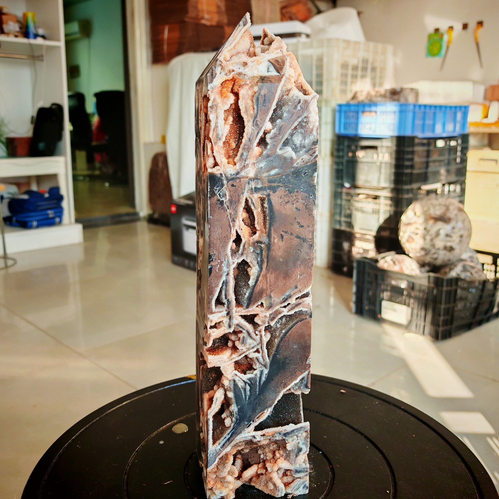 10.56LB Polishing and repairing of natural sphalerite crystal columns 4800g
