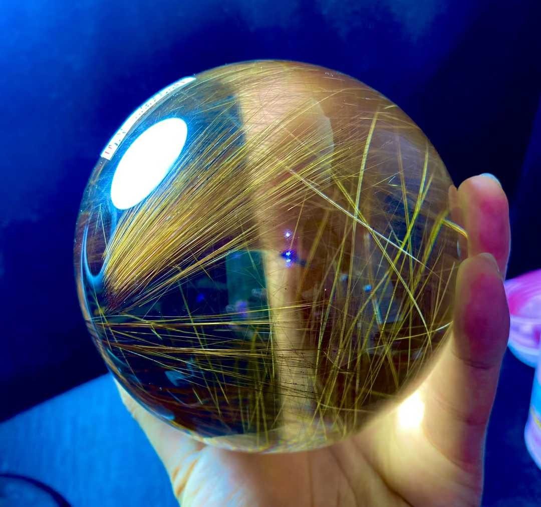 110mm Natural copper titanium crystal sphere quartz polished ball Reiki energy