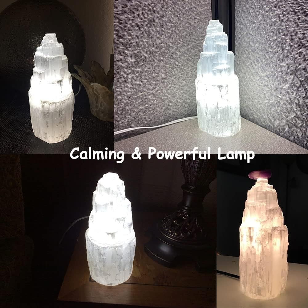 20CM Large Selenite Stone Glow Rock Handcrafted Lamp for Home Decorative Stones