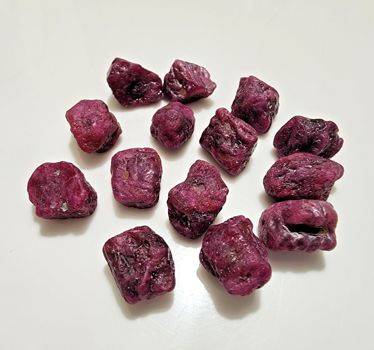 Natural Red Ruby Rough Lot 15 Pieces 13-16mm Raw Gemstone Crystals