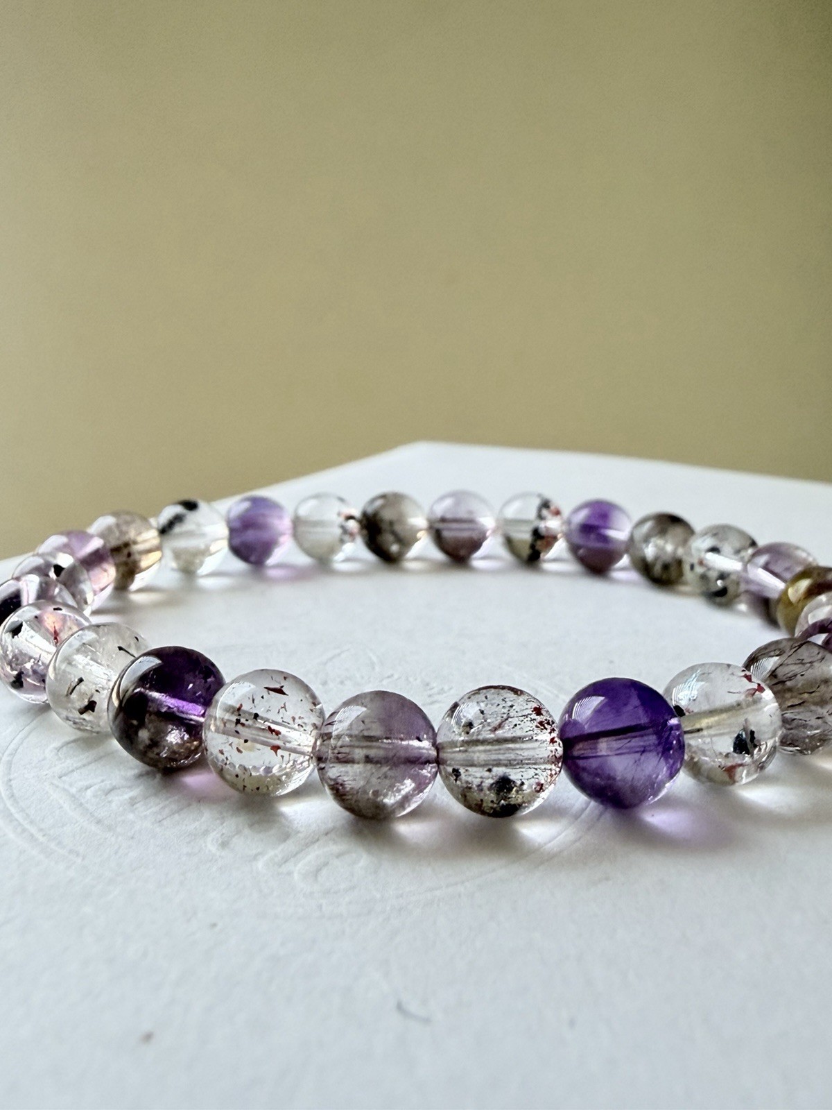 Natural Super seven Bracelet | Amethyst Quartz with Hematite & Lepidocrocite Inc