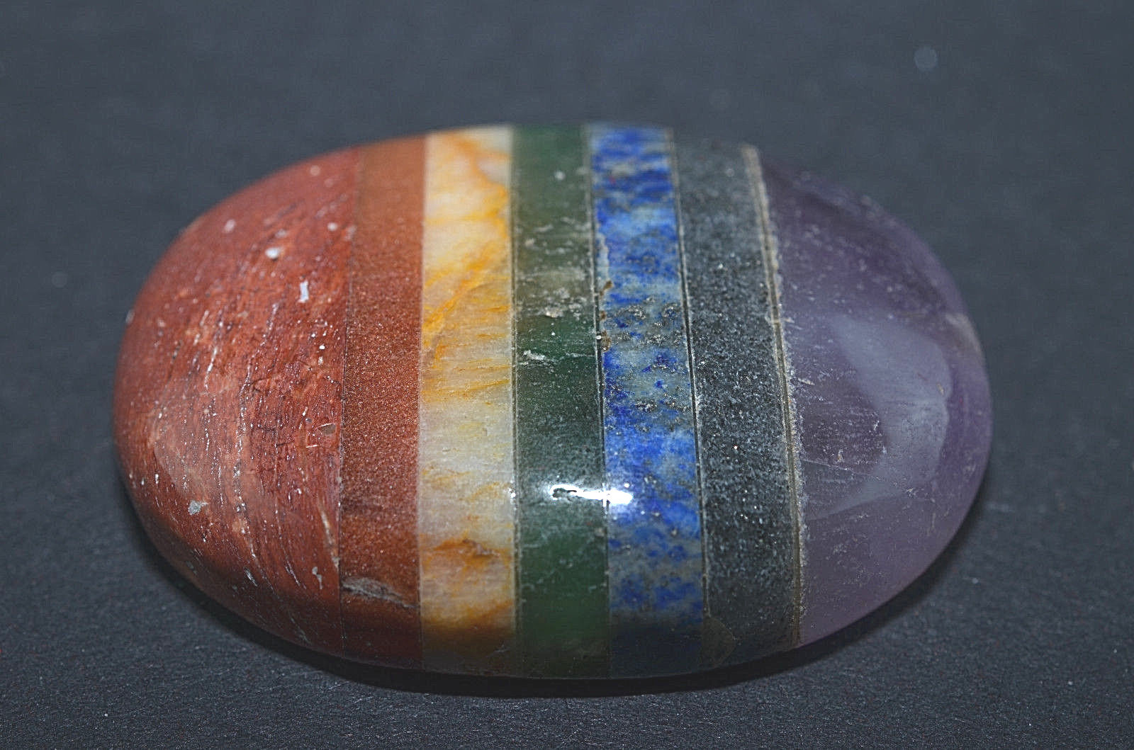 (1) – 7 Chakra Worry Stone Avg. Size 1.73″ Relaxant Reflexology Metaphysical