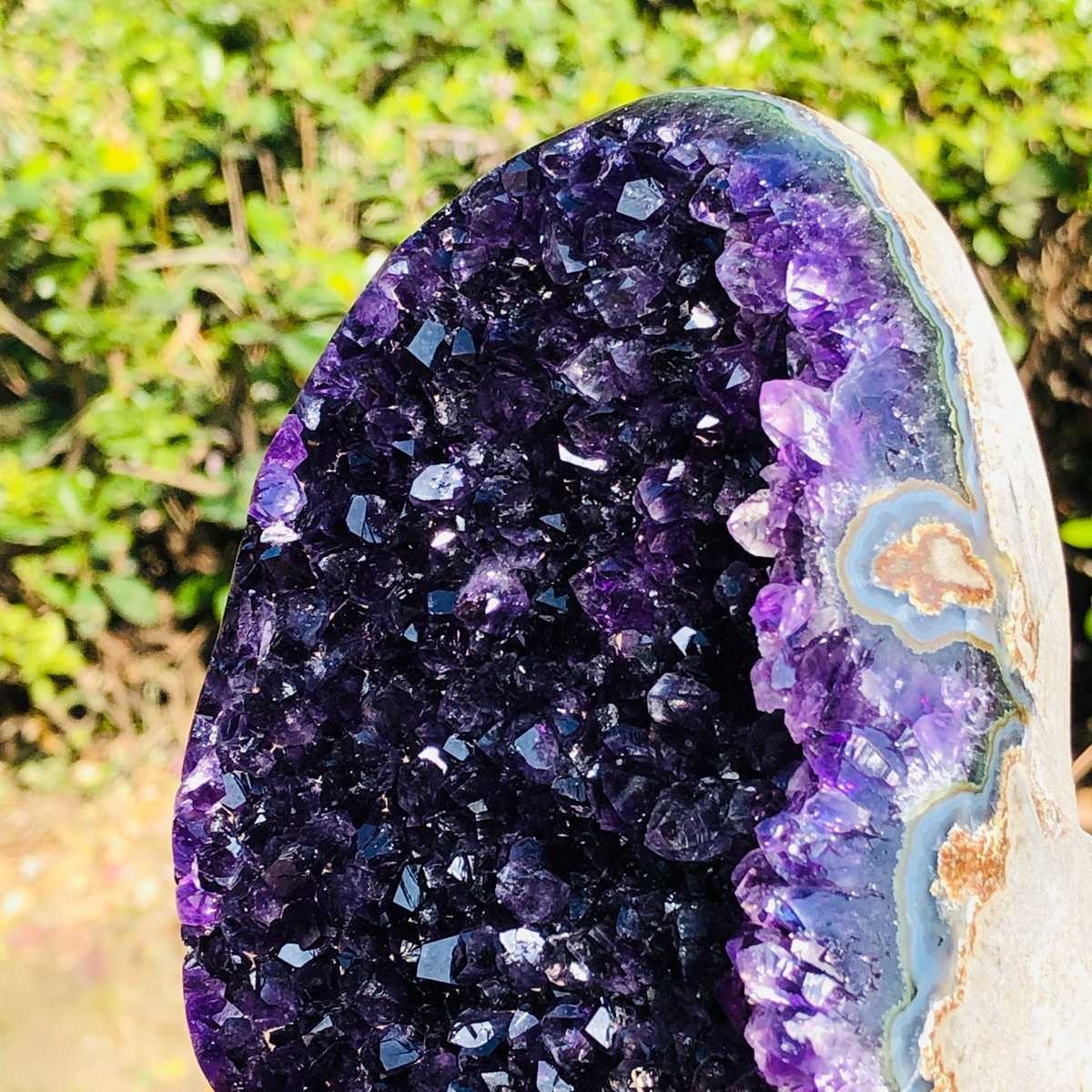 2piece Natural Crystal Amethyst Geode Wealth Attraction Collection 1.12+1.15kg