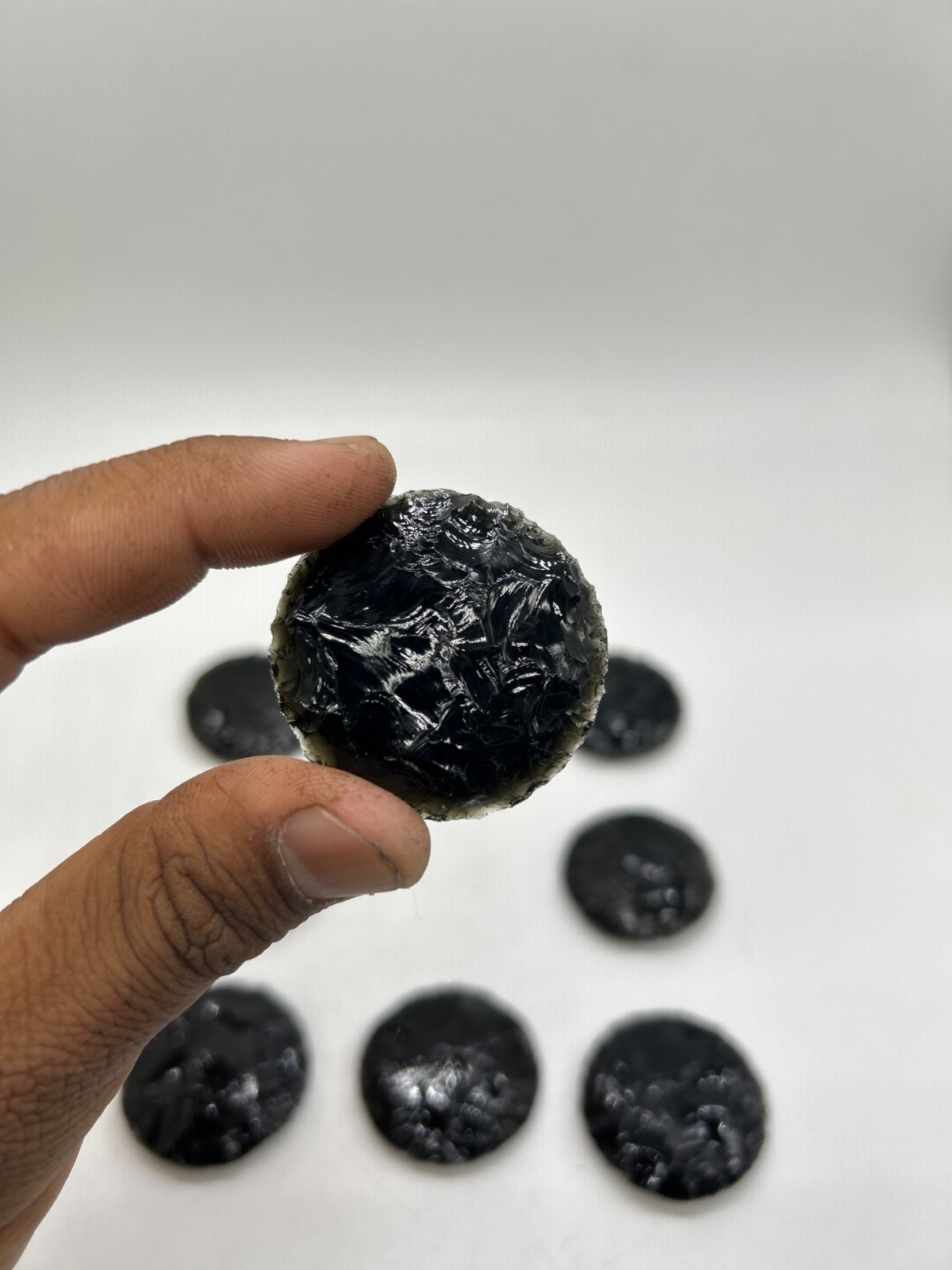 35mm Natural Black Obsidian Disc – Protection & Grounding Healing Crystal Altar