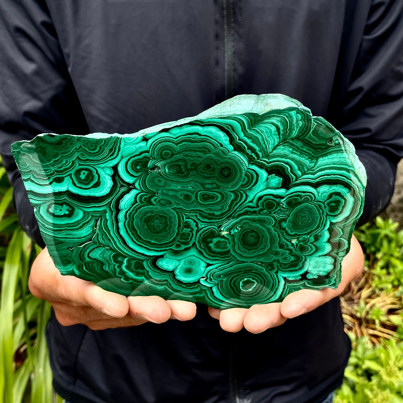 1.87LB Natural malachite slice quartz crystal luster mineral specimen