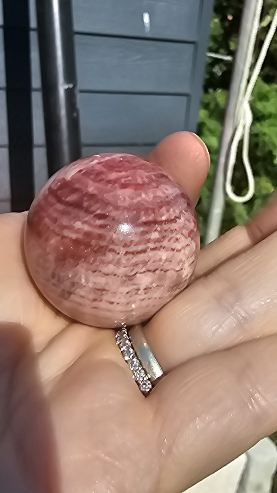 small Strawberry jasper crystal Sphere & Stand 50g 3.2cm