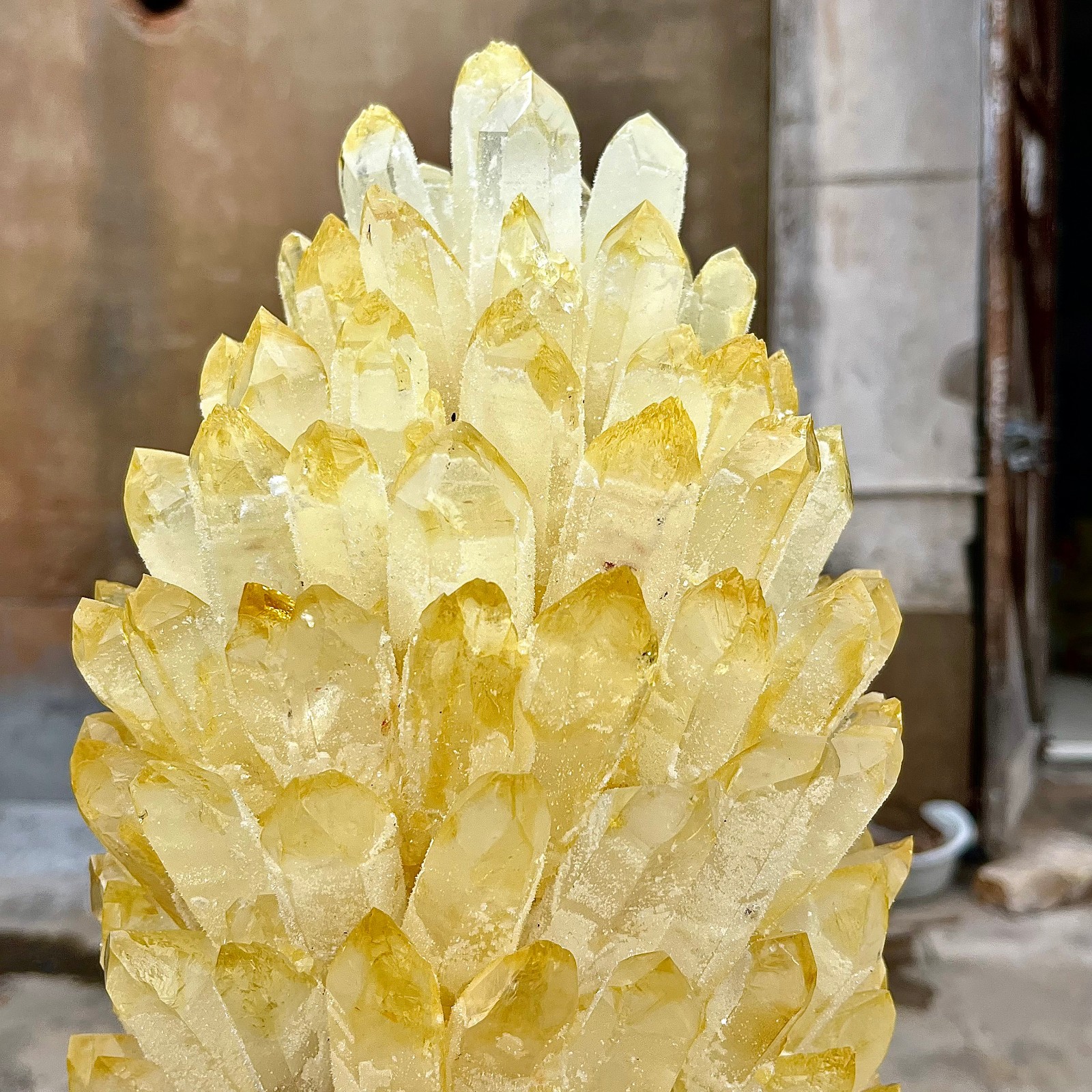 31.06LB Yellow Ghost Phantom Crystal Cluster Flower Raw Crystal Heal Quartz Deco