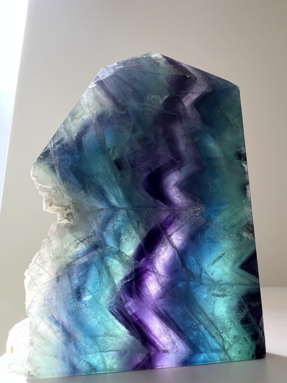 319g – Rainbow Fluorite | Freeform Point |Slab Style with Natural Edge