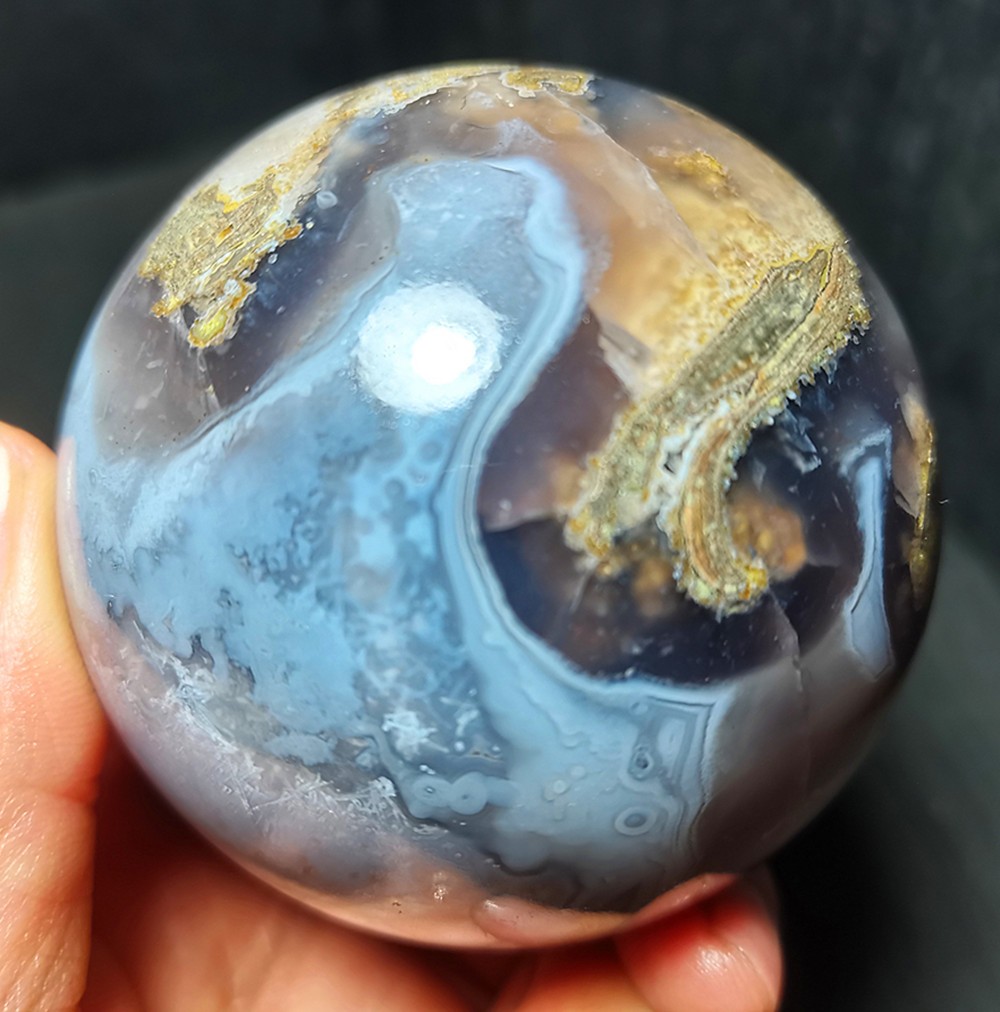 RARE 538.6G Natural Polished Colorful Banded Agate Geode Ball Healing WD2154