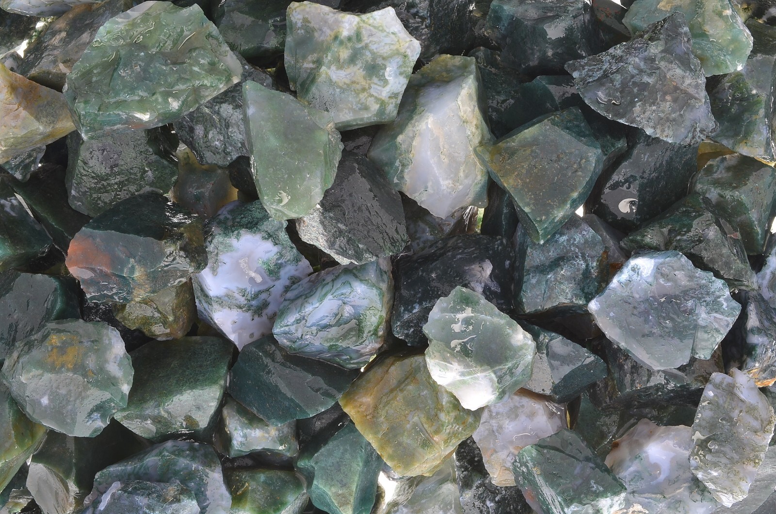 1/4 lb Green Moss Agate Rough Stones – Natural Crystal Mineral Rock Tumbling