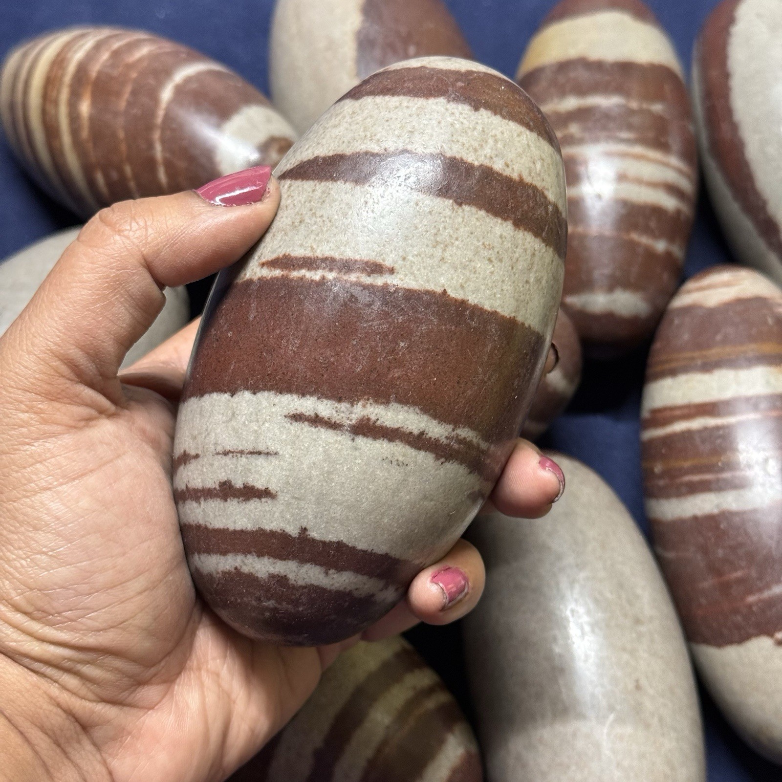 5 Inch Shiva Lingam stone from India -Narmada River -Palm Shivalingam -1 pc