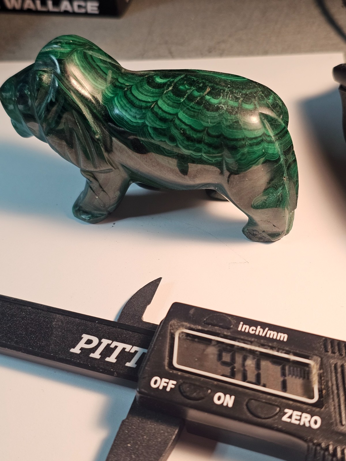 Genuine Hand-Carved Malachite Lion Figurine – 256g Polished Congo Green Stone