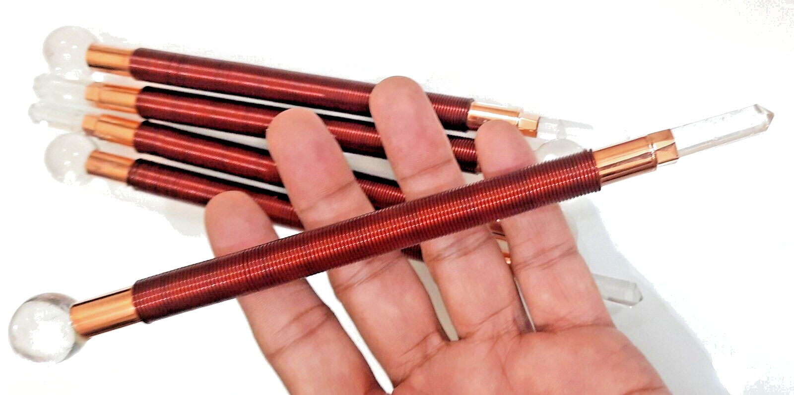 Big 8 inches Real Copper with natural crystal sphere and point wand