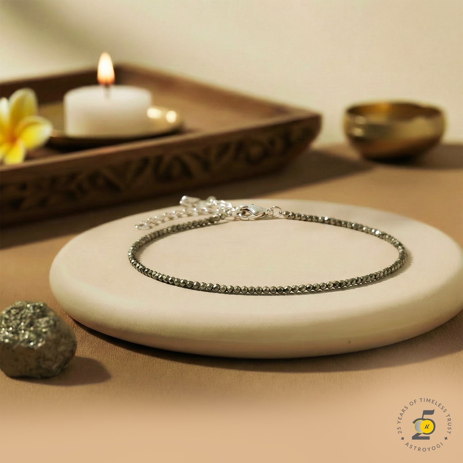Raw Pyrite Anklet for Women | Natural Stone Jewellery for Wealth, Luck & Protect