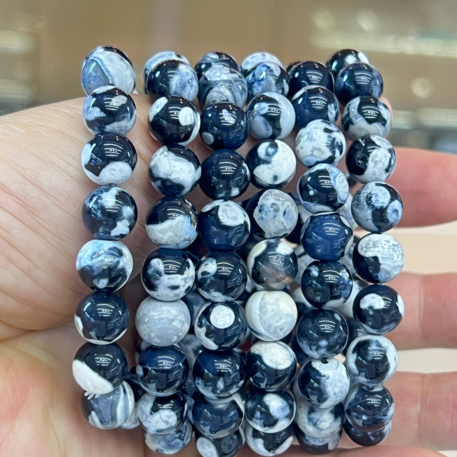 Wholesale Lot 6pcs Natural Orca agate 10 mm 7.5″Crystal Stretch Bracelet