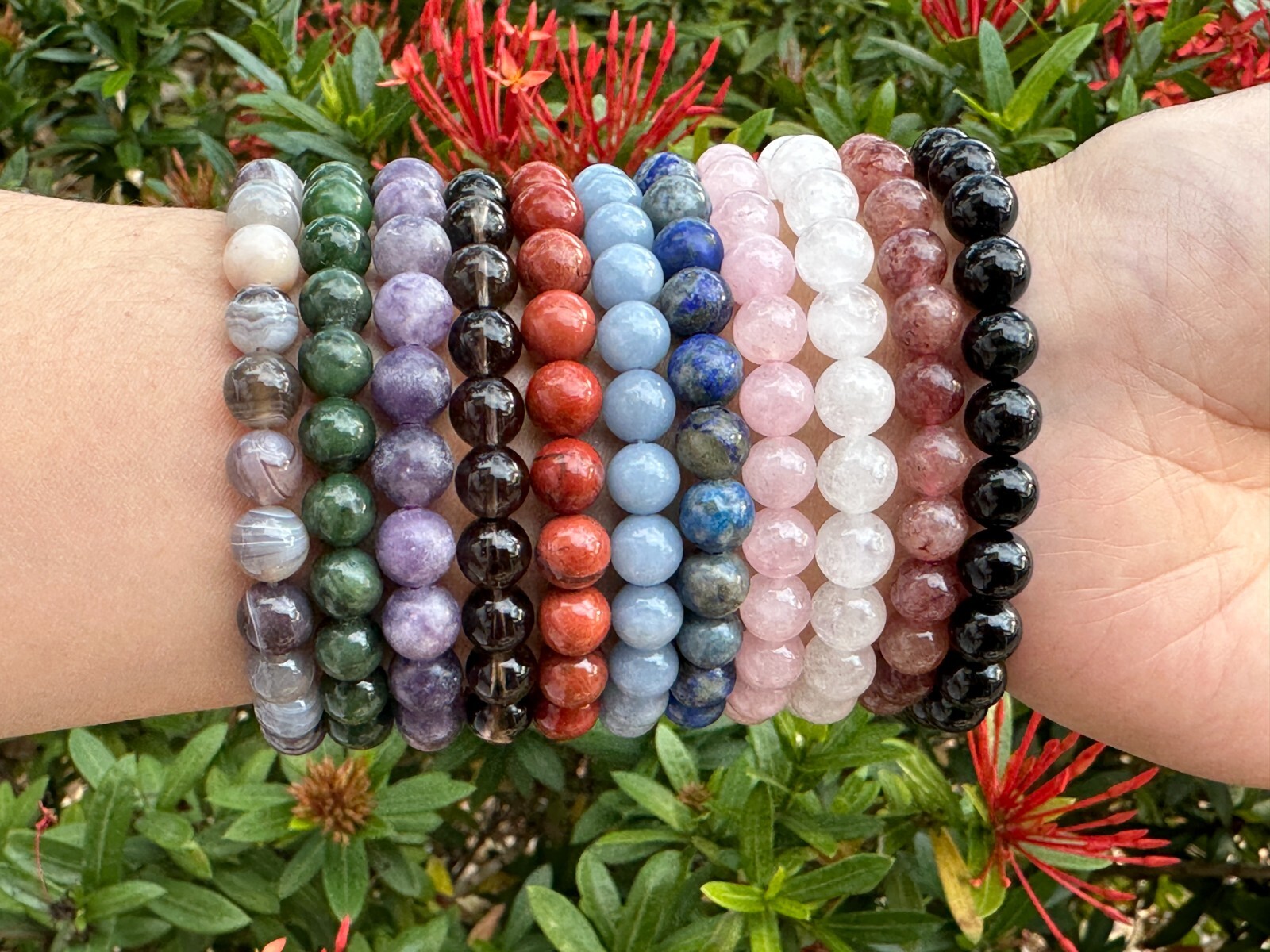 Grade A++ 80 Types Gemstone Bead Bracelets, Genuine Crystals Bead Stone Bracelet