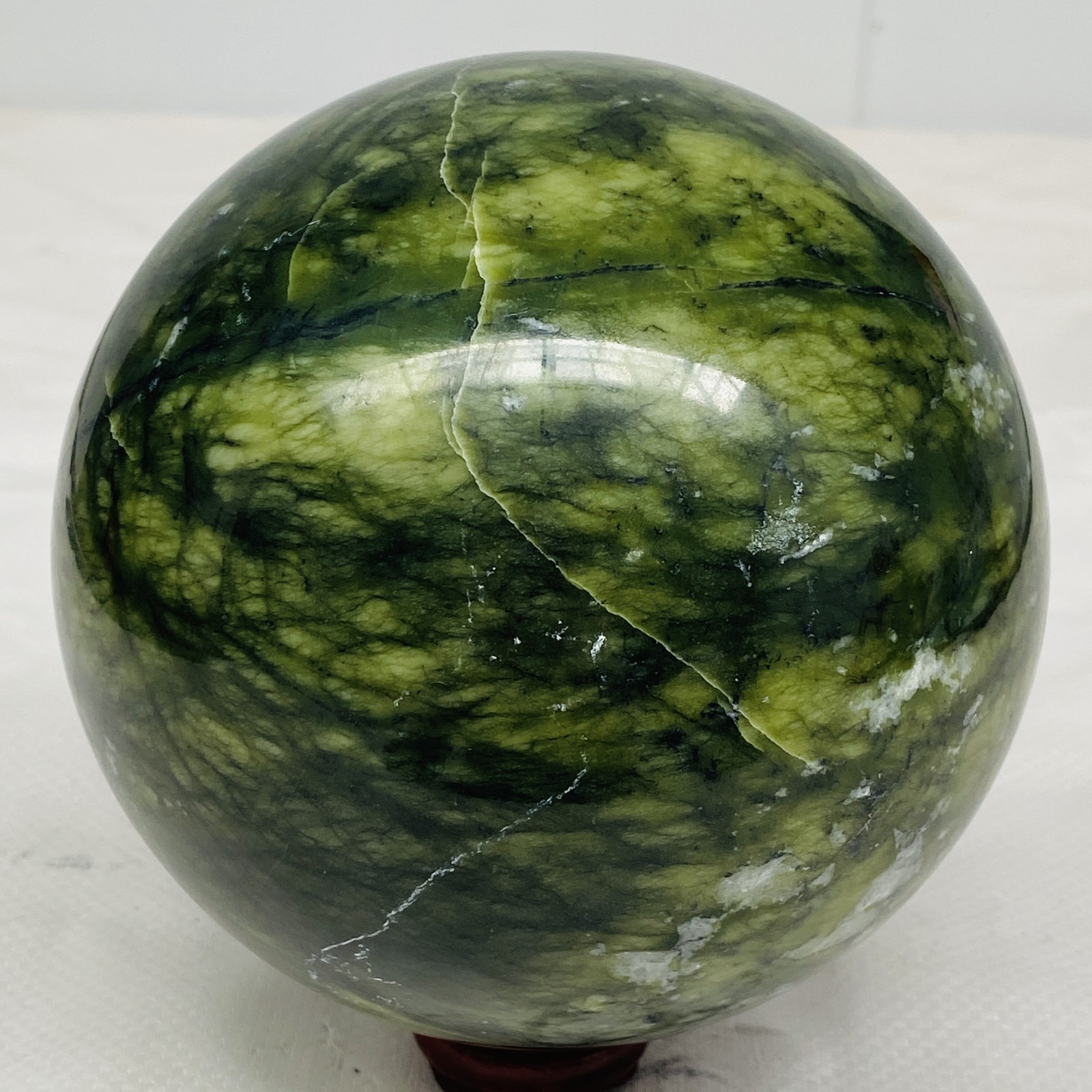 Natural Southern Jade Sphere Green Serpentine Crystal Ball Healing 2840g 6.26LB