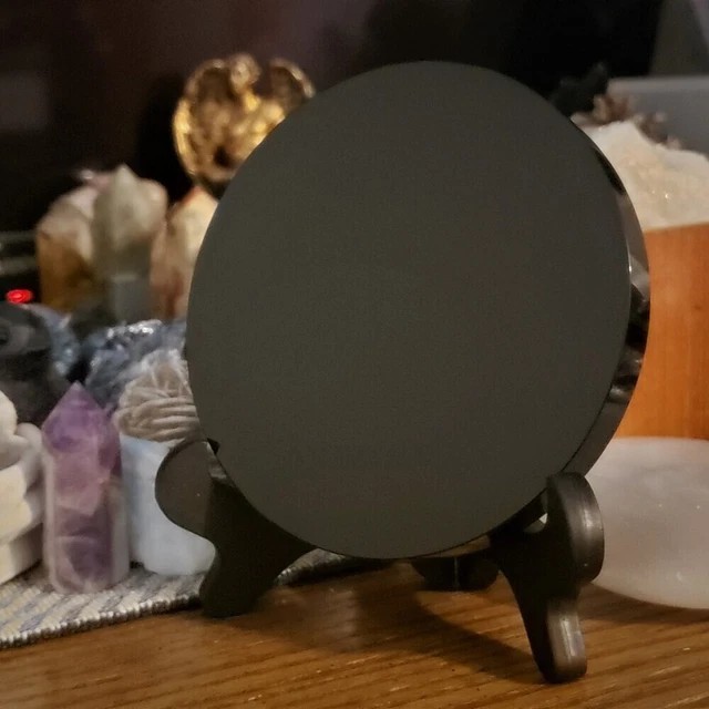 Obsidian Scrying Mirror – Hand Polished 3.3″ Black Mirror for Divination, Energy