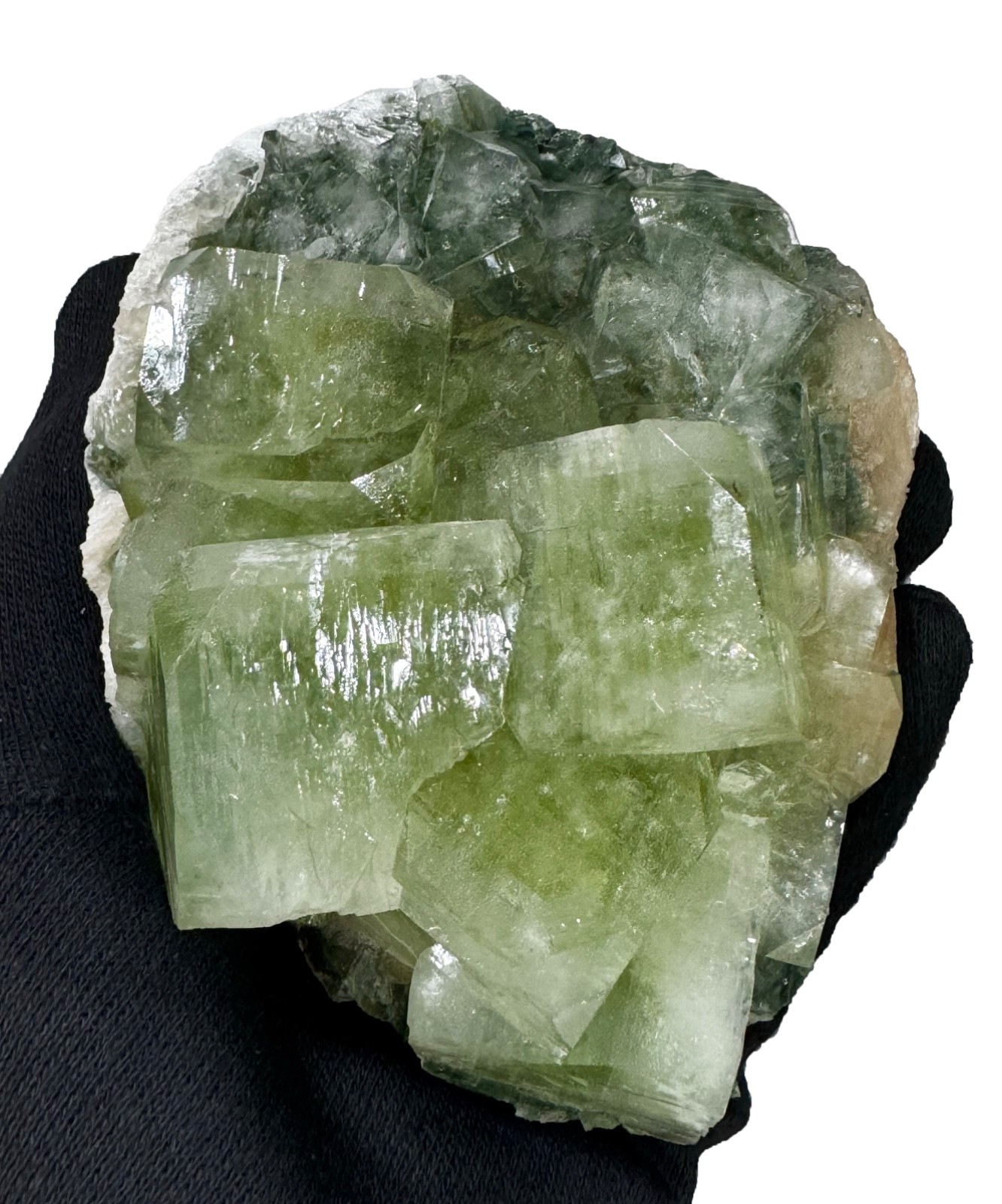 Beautiful Green Apophyllite With Stilbite Rocks, Crystals And Mineral Specimens