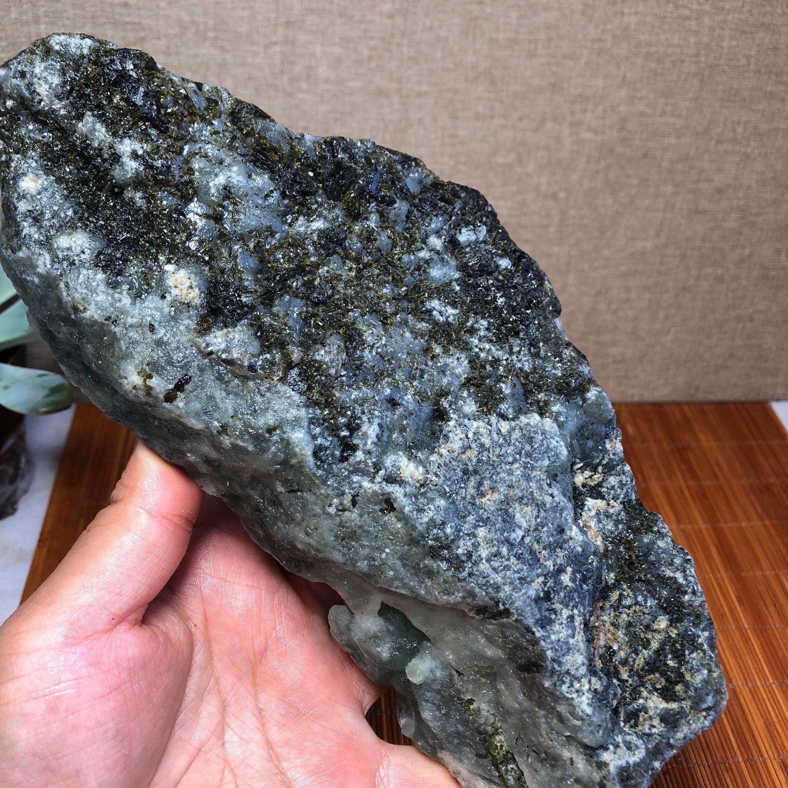 Natural grape Prehnite Tourmaline paragenesis Crystal specimen 1.38kg g7313