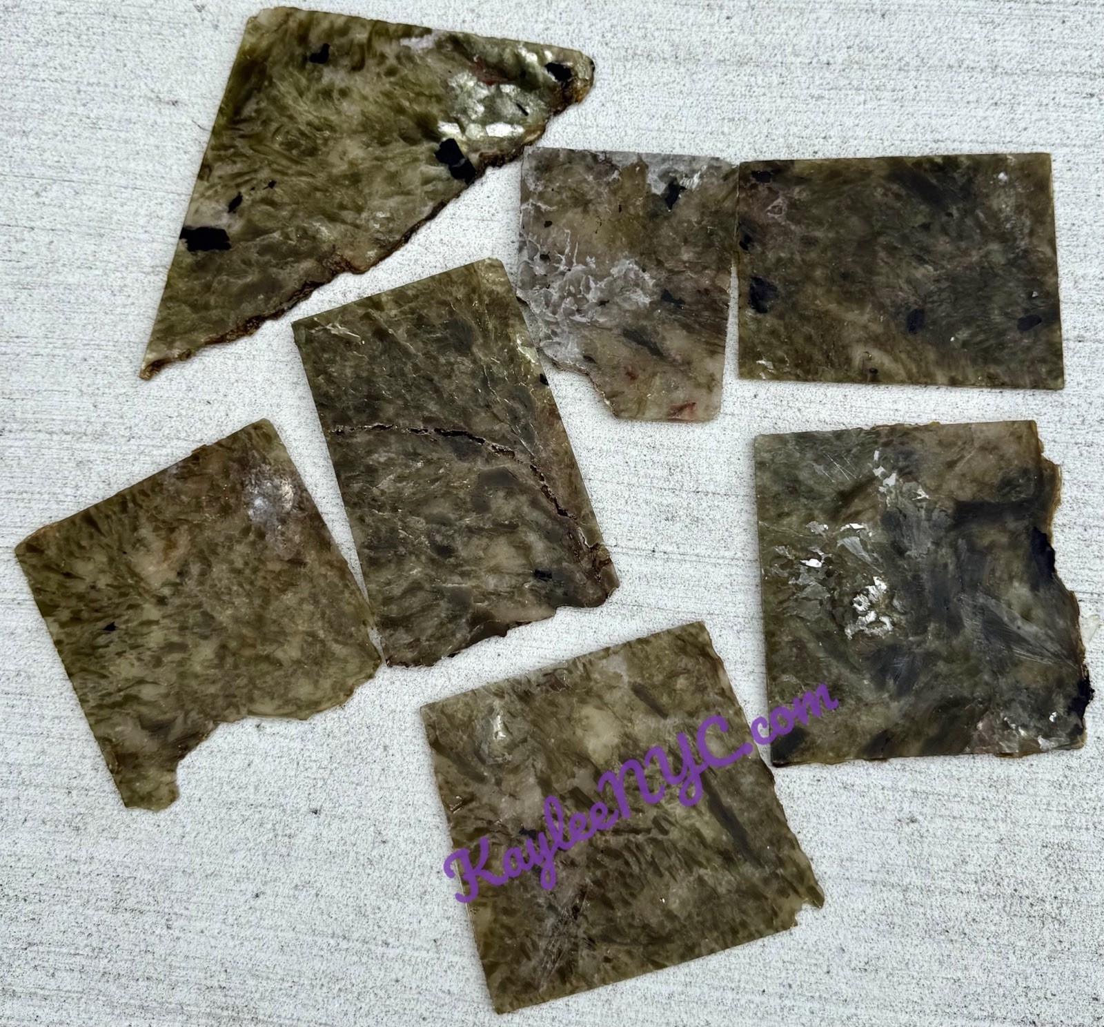 Wholesale 5-6 Pcs Natural Green Lepidolite Mica Slab Crystal Energy 3.9-4lb