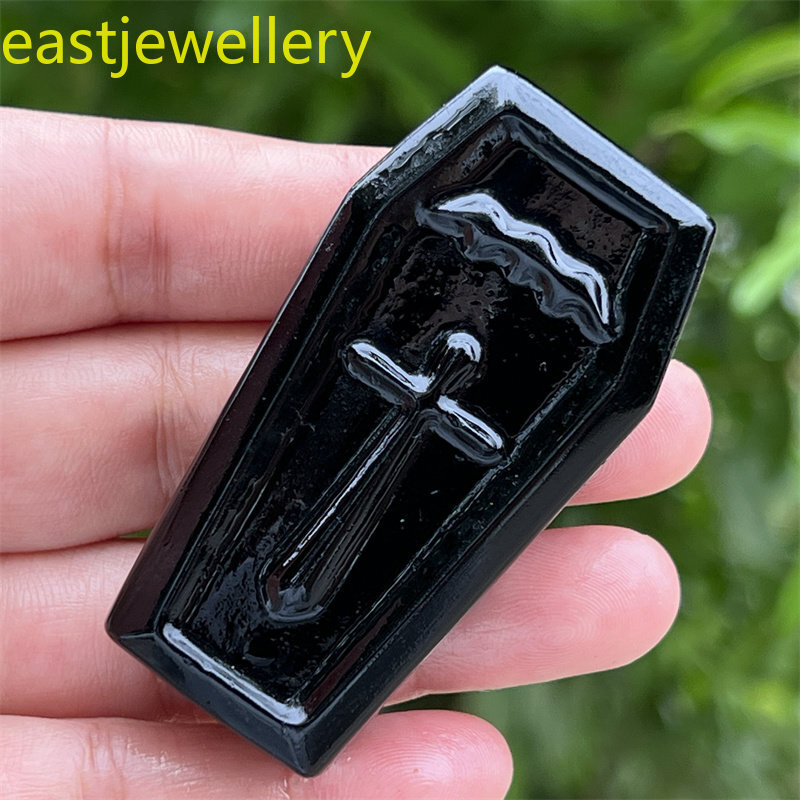 Natural obsidian coffin skull Quartz Crystal carved Skull Reiki healing 1pc
