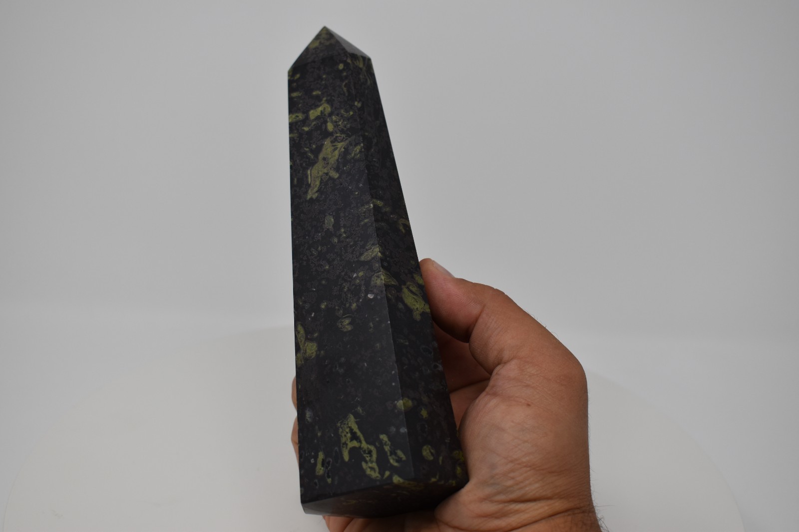 Plum Blossom Jade Tower Point approximately 673 grams or 1 lb 7.8 oz 190 mm