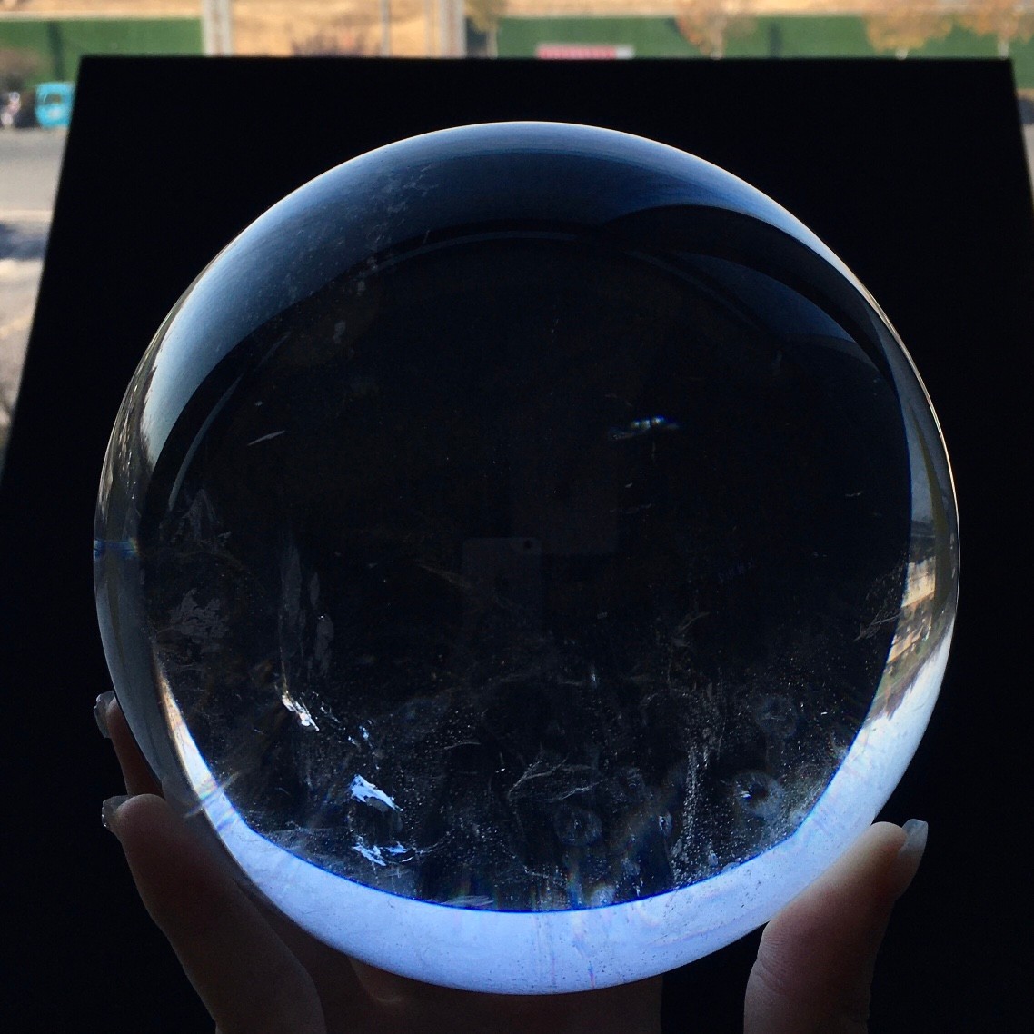 7.9LB Natural Amethyst Sphere Crystal Ball with Wood Stand Healing Feng Shui Dec