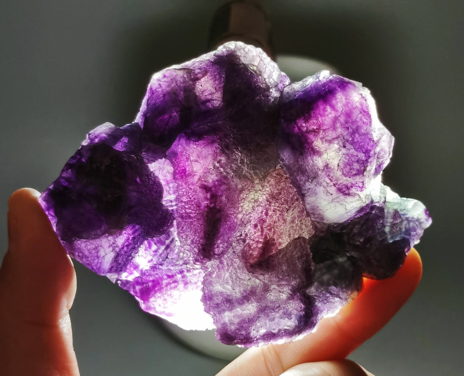 Rare Natural Purple Octagonal Fluorite Mineral Specimen China