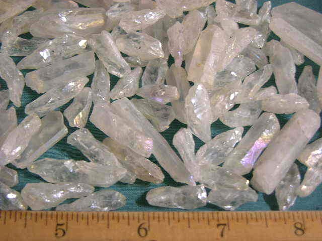 Angel Aura quartz crystal drilled for necklace/pendant 1/2-1.25 inch 15 piece